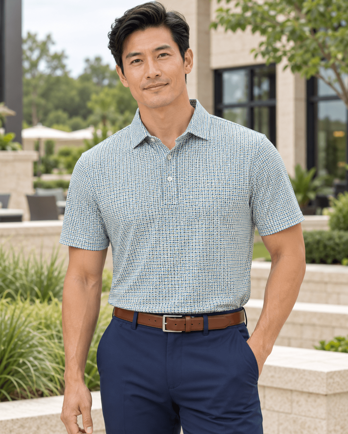 Heather Geo Performance Golf Polo - F/X Fusion - Golf Polo - #color_Olive