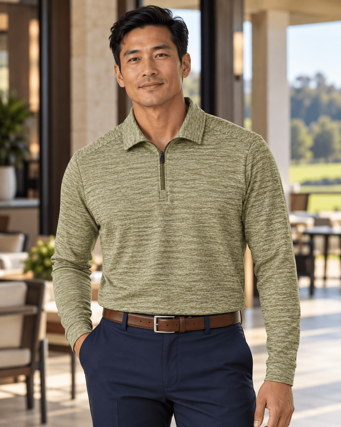Space Dye Performance Golf Quarter-Zip - F/X Fusion - Golf Quarter-Zip - #color_Brown