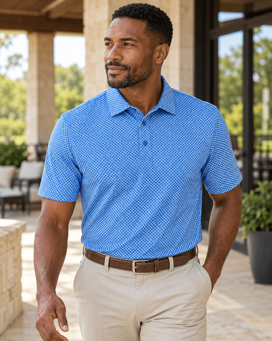 Shady Pane Performance Golf Polo - F/X Fusion - Golf Polo - #color_Blue