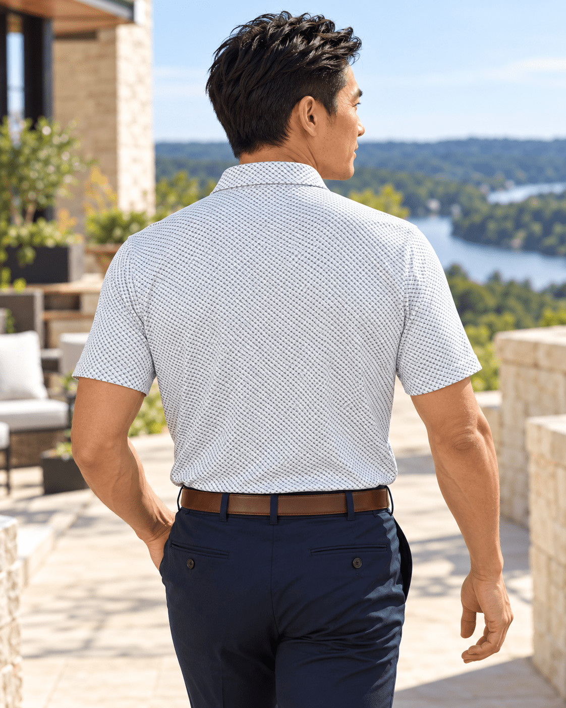 Shady Pane Performance Golf Polo - F/X Fusion - Golf Polo - #color_Silver