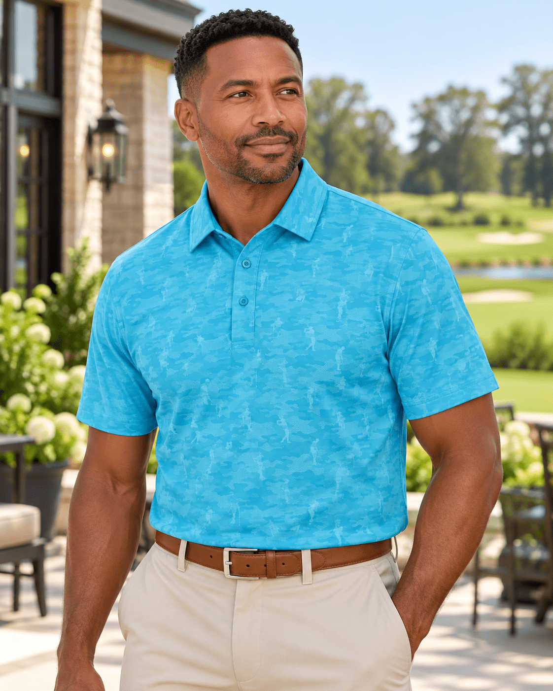 Golfing Camo Performance Golf Polo - F/X Fusion - Golf Polo - #color_Aqua