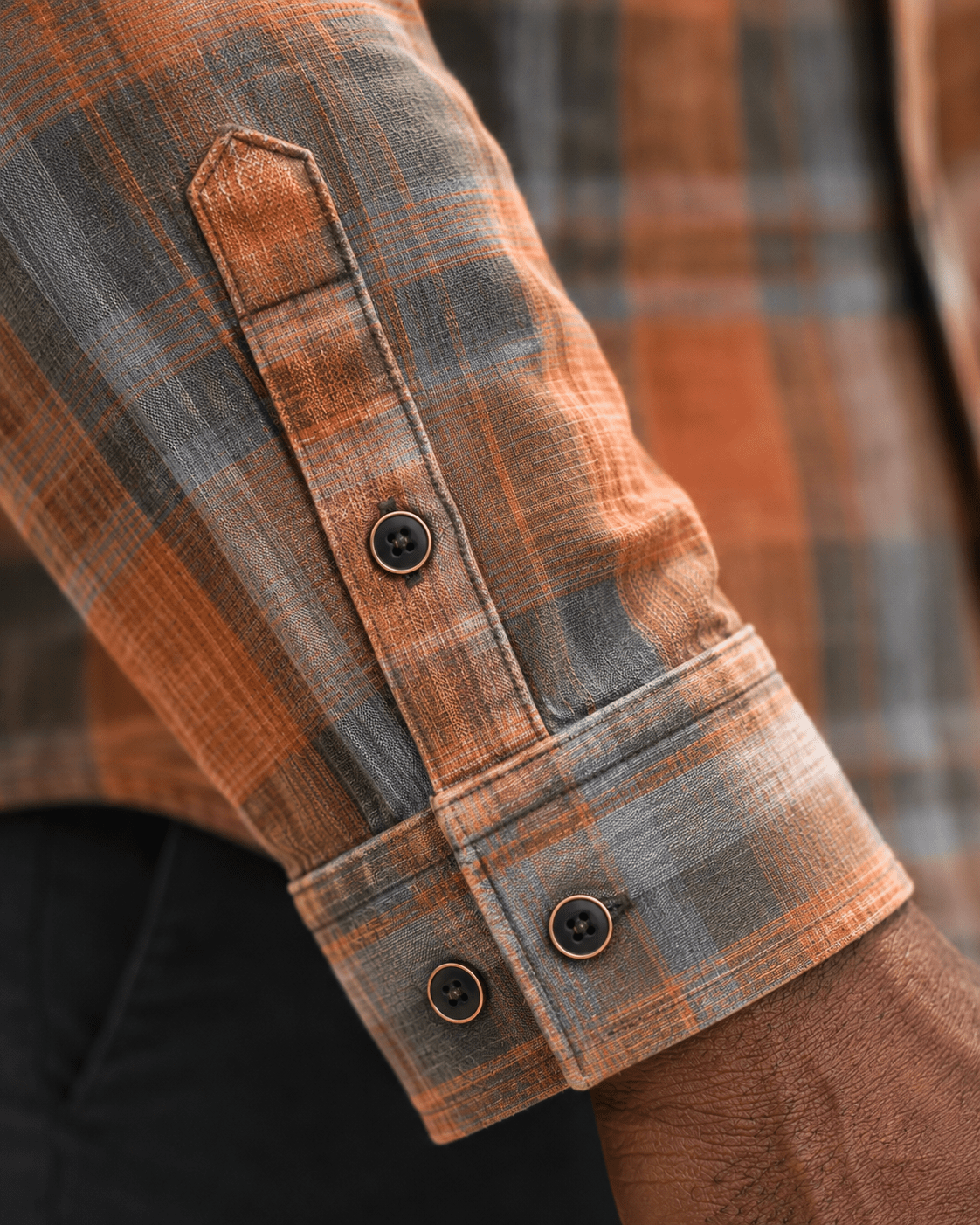 Washed Cotton Plaid Button-Down Shirt - F/X Fusion - Washed Plaid Shirt - #color_Sienna