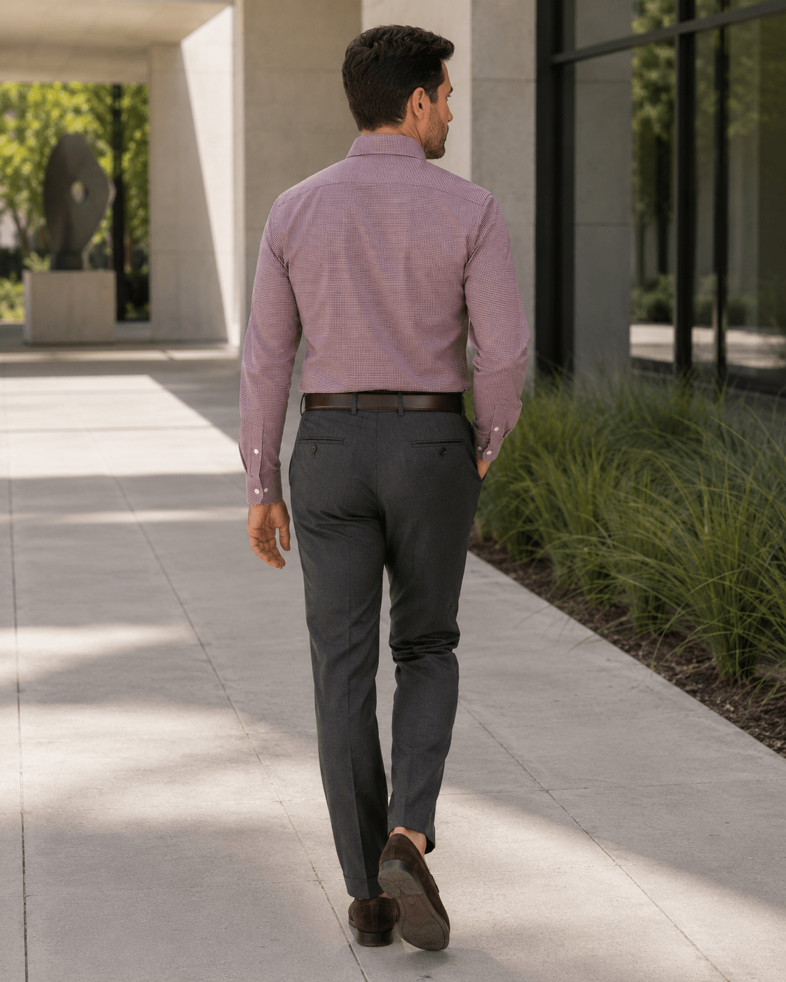 Houndstooth Button-Down Shirt - F/X Fusion - Button-Down Dress Shirt - #color_Crimson