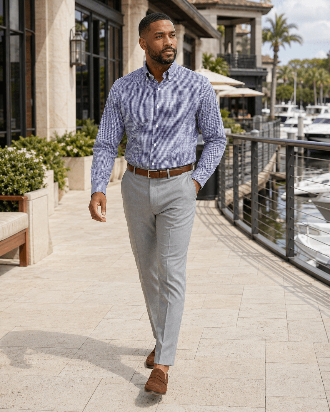 Houndstooth Button-Down Shirt - F/X Fusion - Button-Down Dress Shirt - #color_Navy
