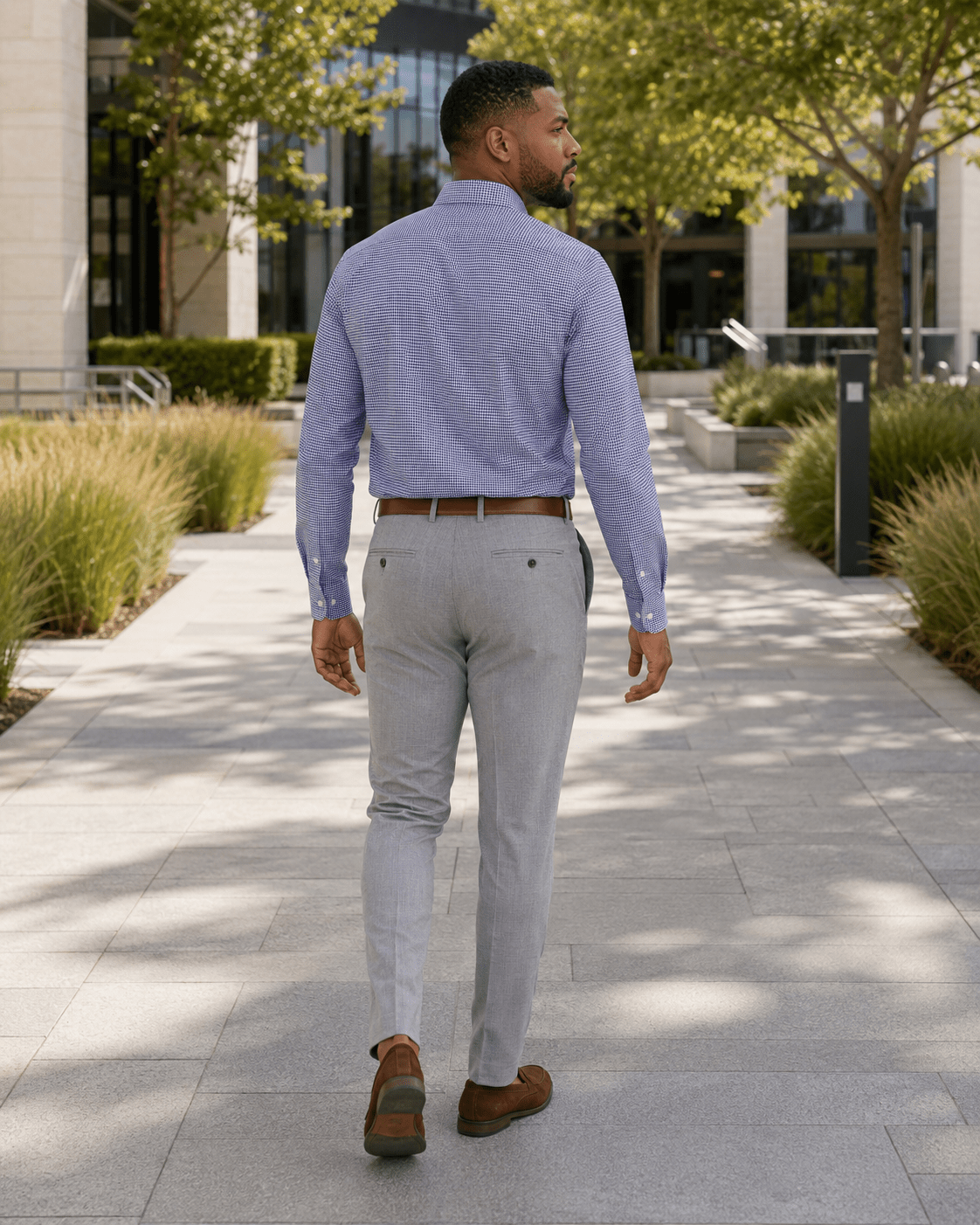 Houndstooth Button-Down Shirt - F/X Fusion - Button-Down Dress Shirt - #color_Navy