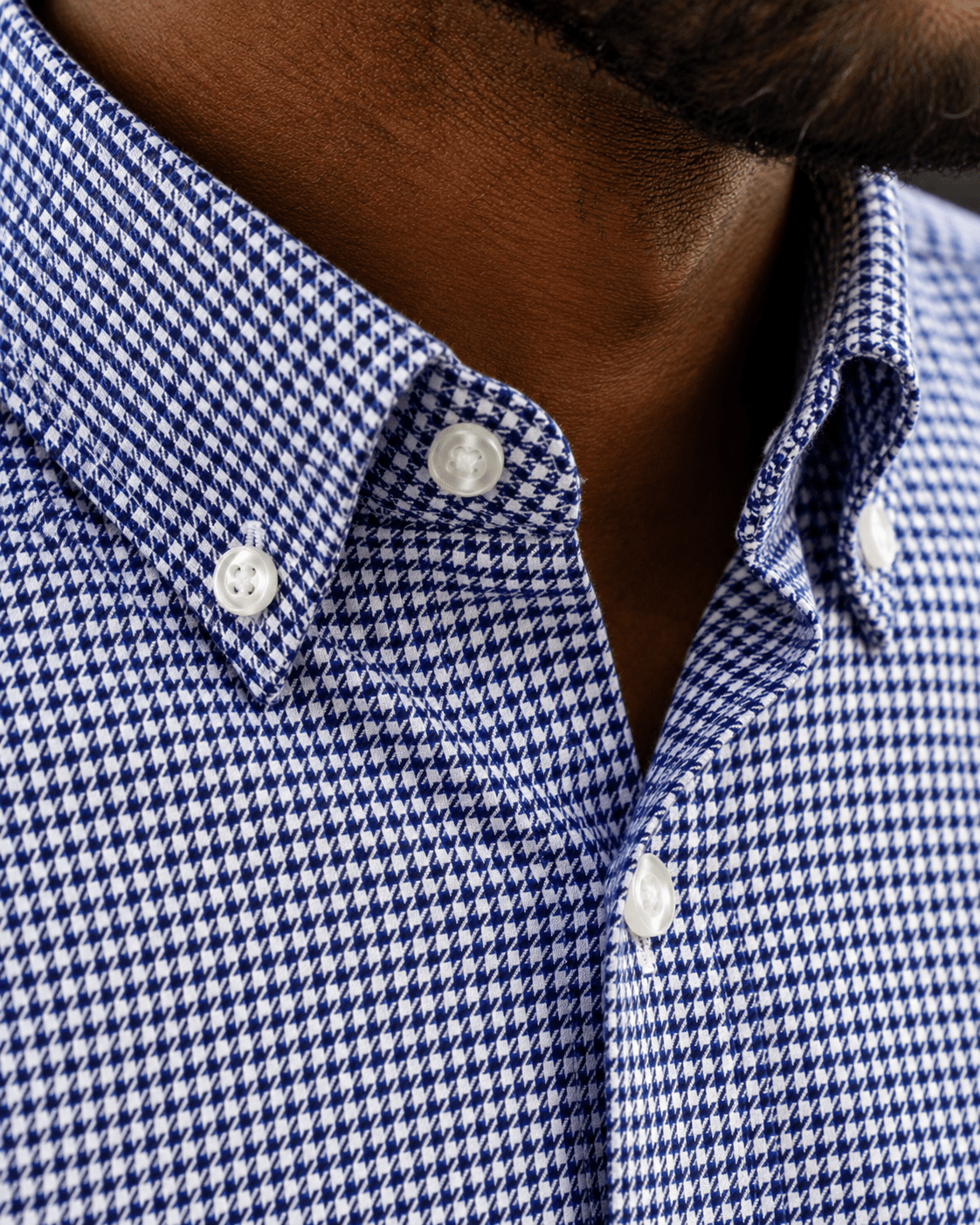 Houndstooth Button-Down Shirt - F/X Fusion - Button-Down Dress Shirt - #color_Navy