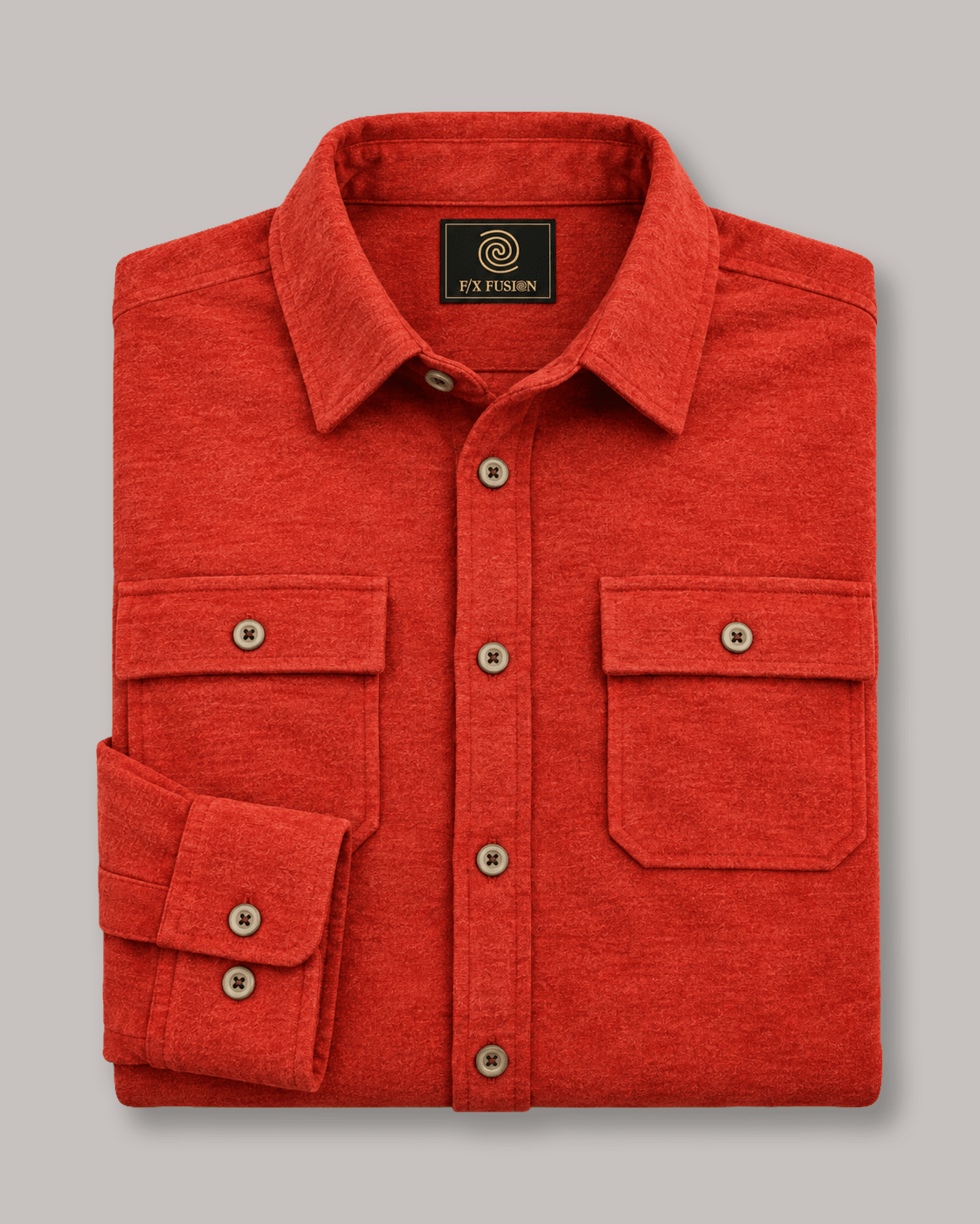 Cashmere Soft Touch Shirt - F/X Fusion - Button-Up Overshirt - #color_Burnt