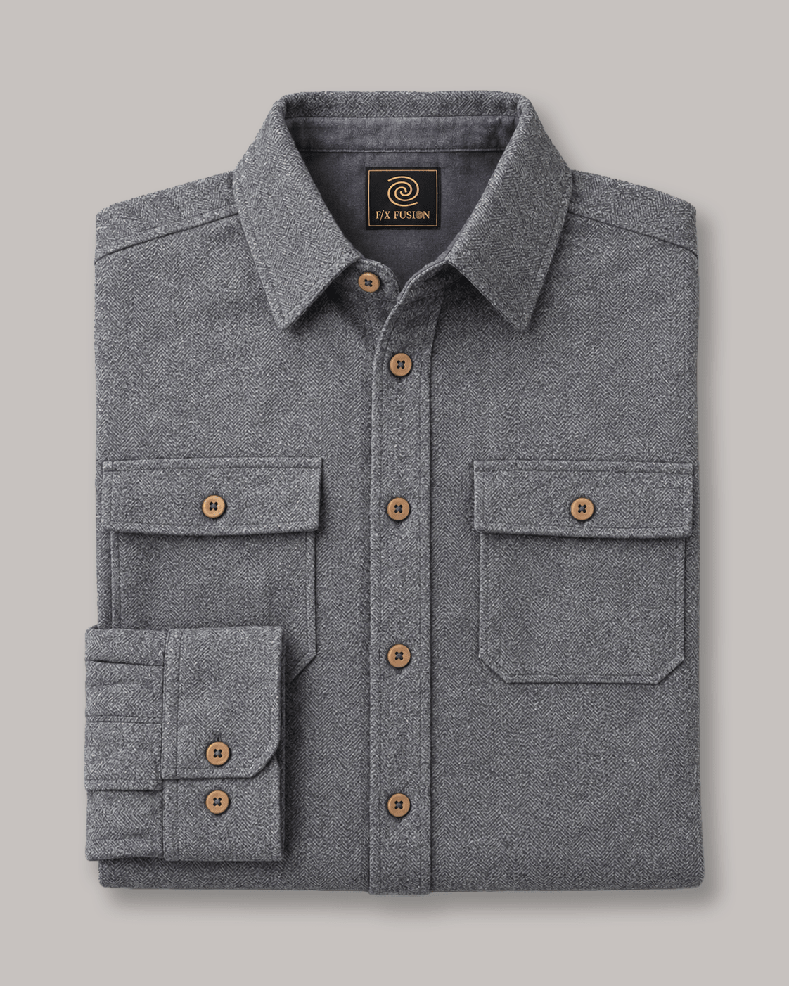 Herringbone Shirt Jacket - F/X Fusion - Shirt Jacket - #color_Charcoal