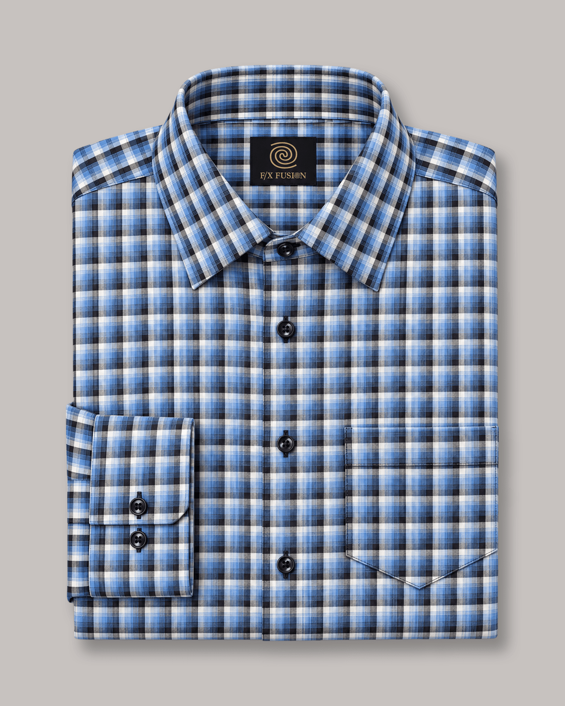 Check Underbutton Dress Shirt - F/X Fusion - Underbutton Dress shirt - #color_Blue