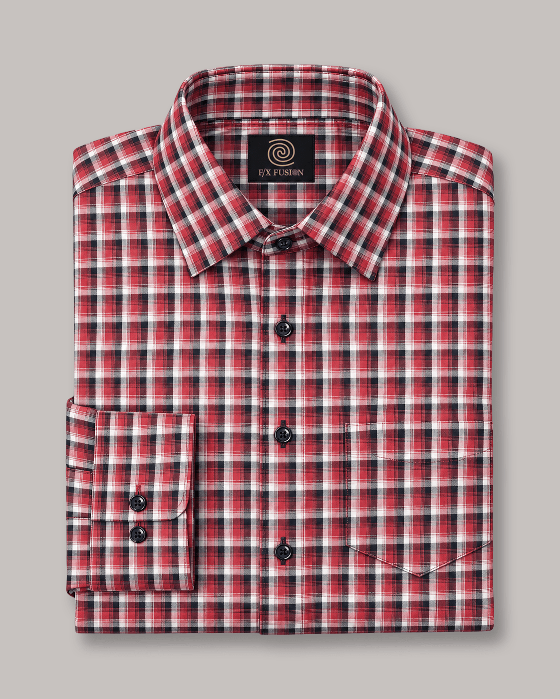 Check Underbutton Dress Shirt - F/X Fusion - Underbutton Dress shirt - #color_Burgundy