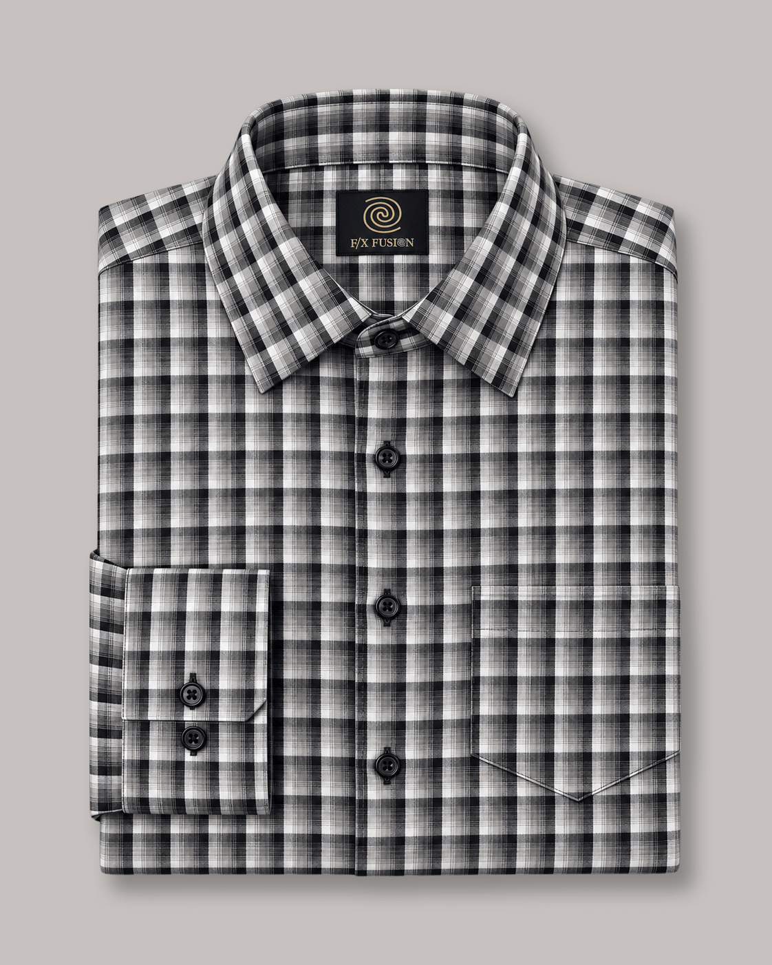 Check Underbutton Dress Shirt - F/X Fusion - Underbutton Dress shirt - #color_Taupe