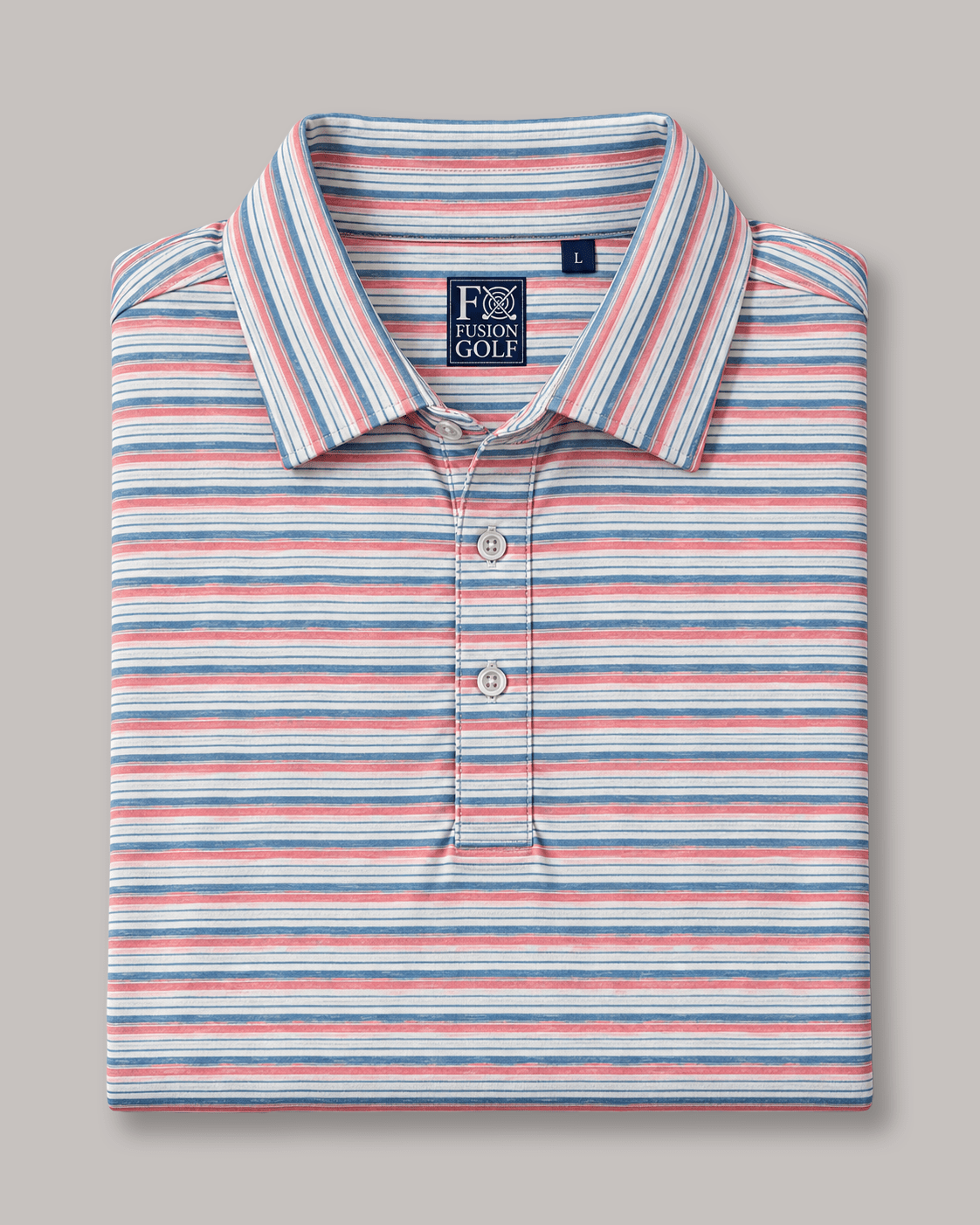 Heather Stripe Performance Golf Polo - F/X Fusion - Golf Polo - #color_Coral