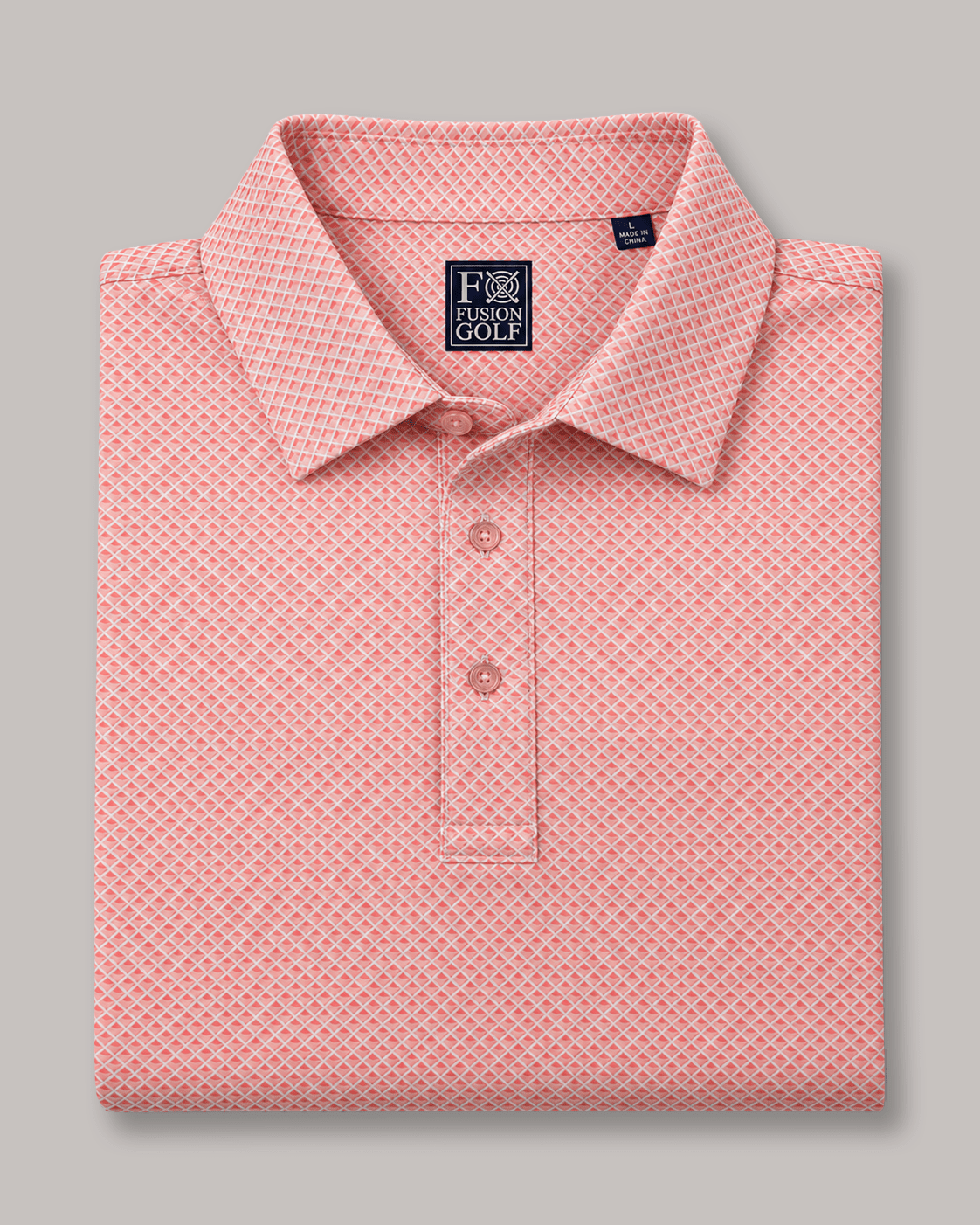 Shady Pane Performance Golf Polo - F/X Fusion - Golf Polo - #color_Coral