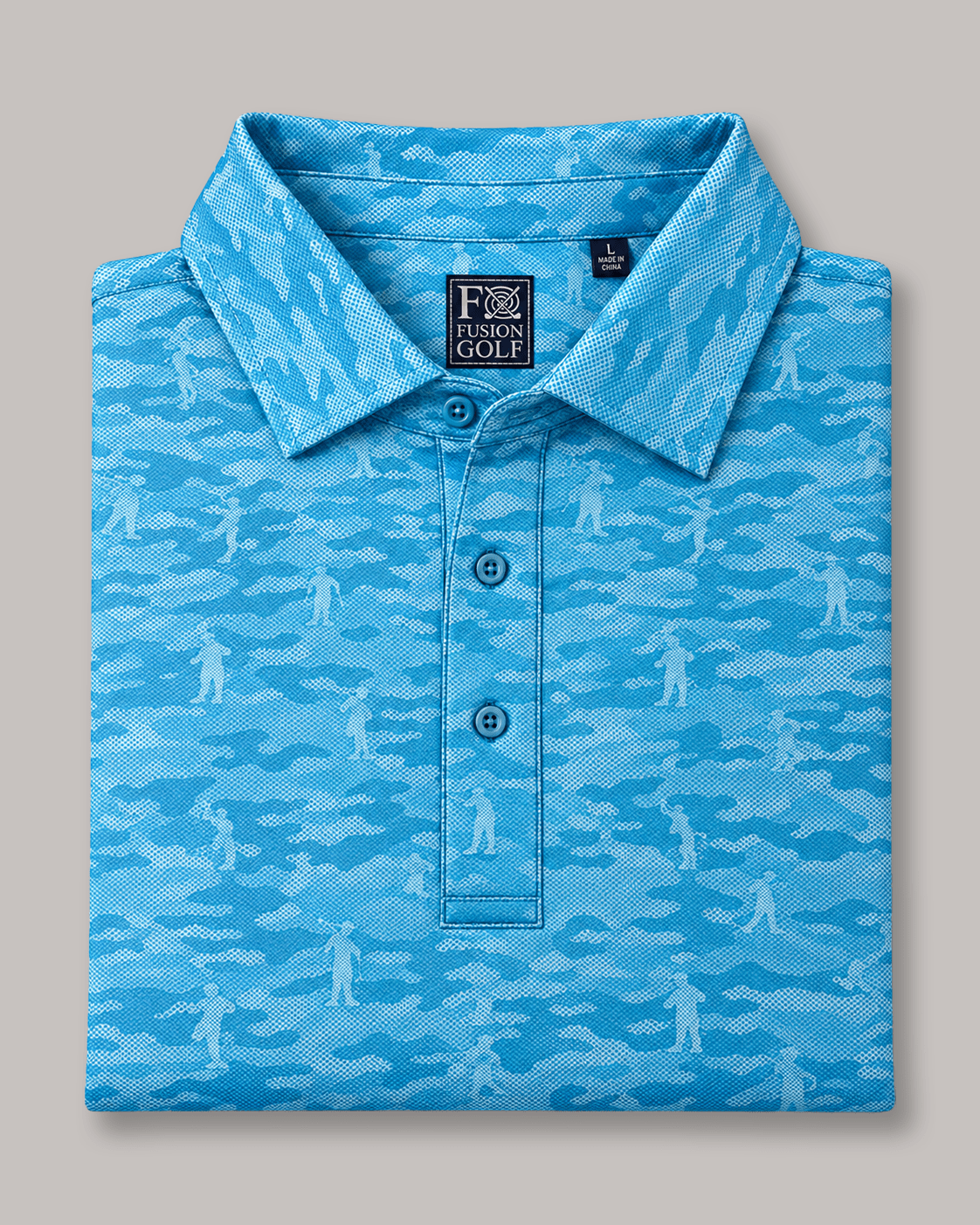 Golfing Camo Performance Golf Polo - F/X Fusion - Golf Polo - #color_Aqua