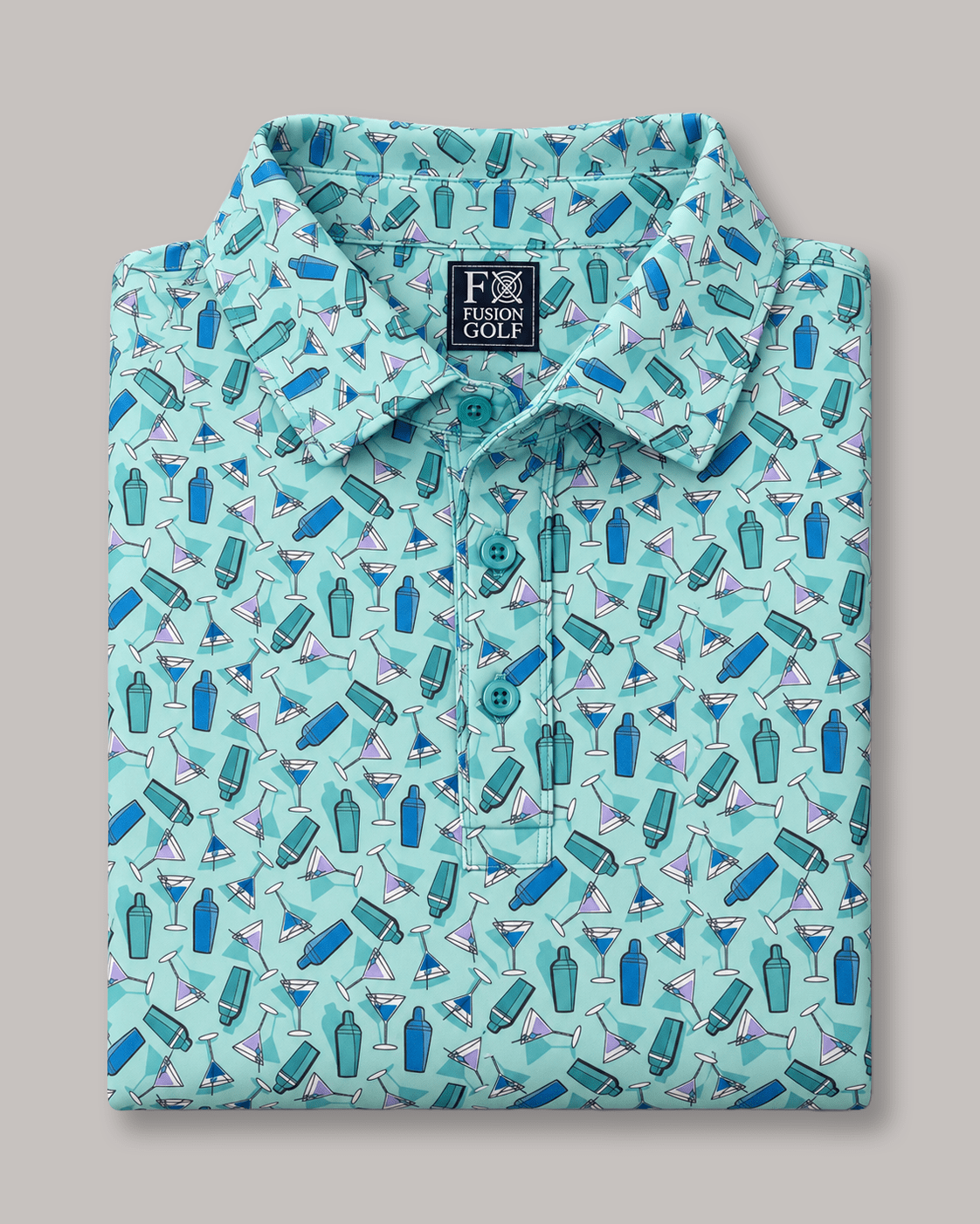 Martini Mania Performance Golf Polo - F/X Fusion - Golf Polo - #color_Aqua