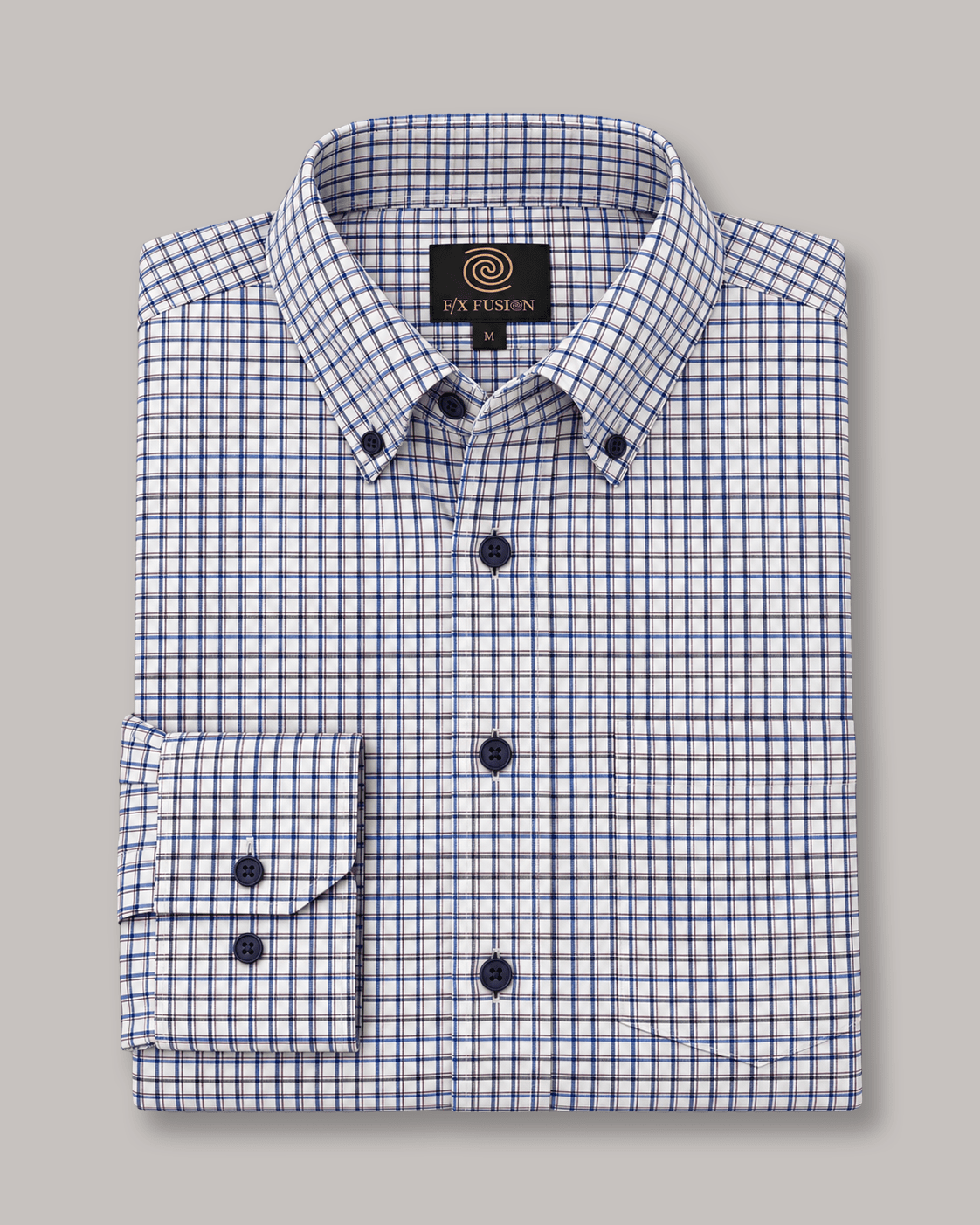 Textured Check Button-Down Shirt - F/X Fusion - Button-Down Dress Shirt - #color_Blue/Purple