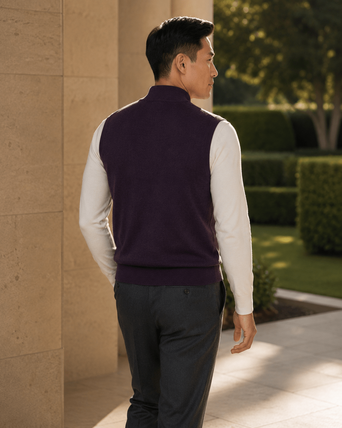Cotton-Blend Quarter-Zip Vest - F/X Fusion - Quarter-Zip Vest - #color_Grape