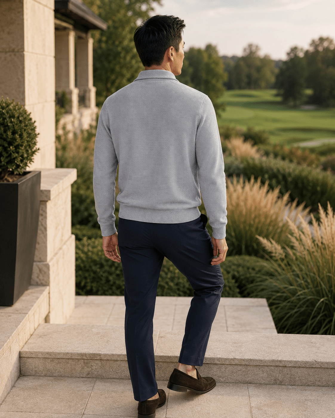 Sandwashed Thermal Quarter-Zip Sweater - F/X Fusion - Quarter-Zip Sweater - #color_Grey