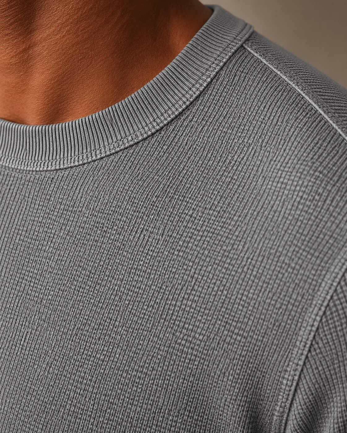 Sandwashed Thermal Crewneck Sweater - F/X Fusion - Crewneck Sweater - #color_Grey