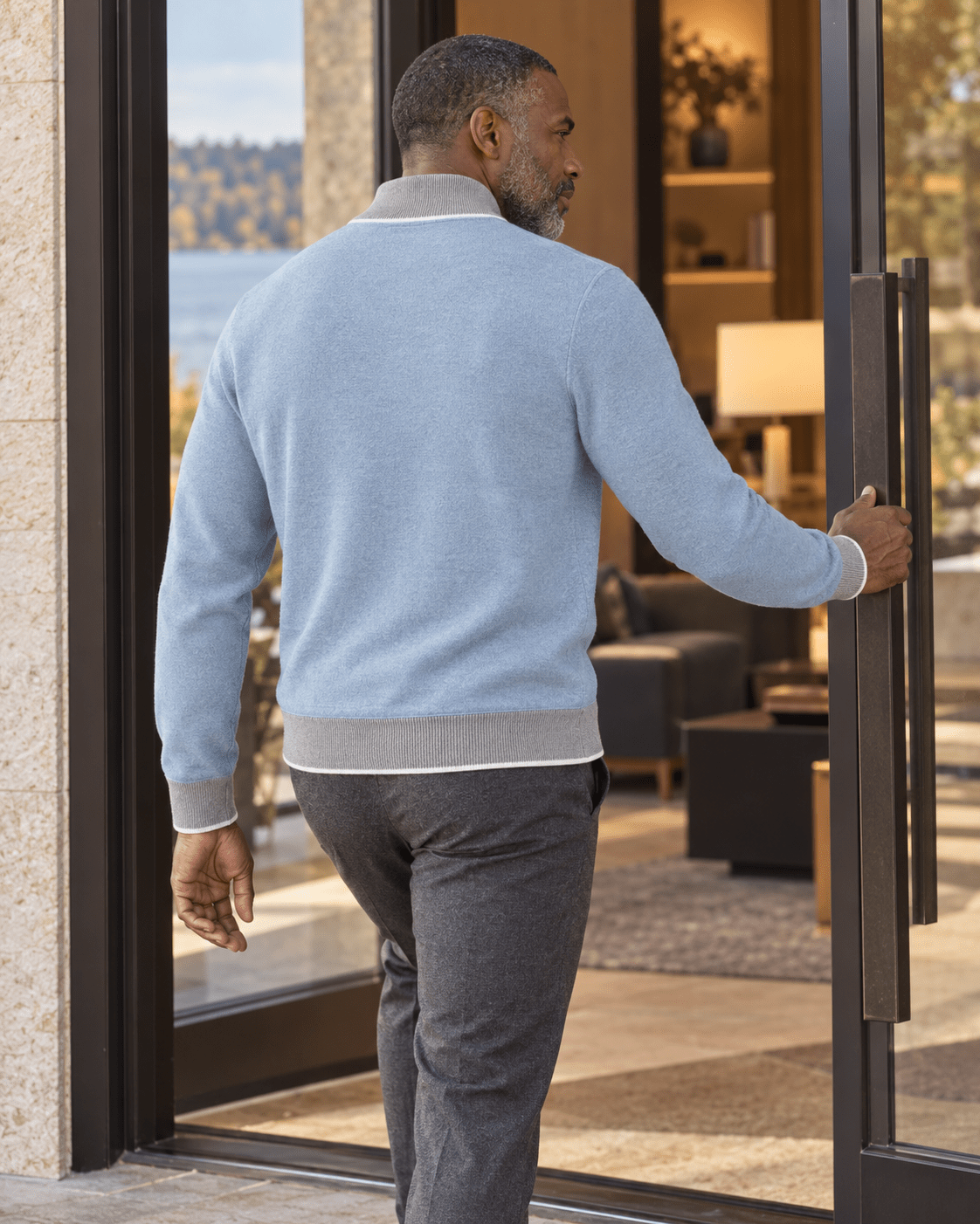 Birdseye Quarter-Zip Sweater - F/X Fusion - Quarter-Zip Sweater - #color_Grey