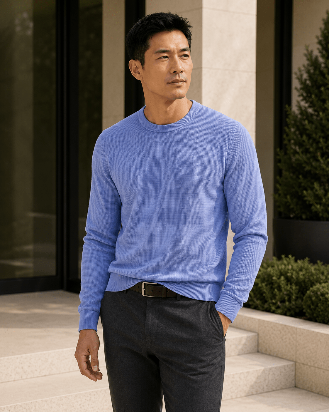 Sandwashed Thermal Crewneck Sweater - F/X Fusion - Crewneck Sweater - #color_Infinity