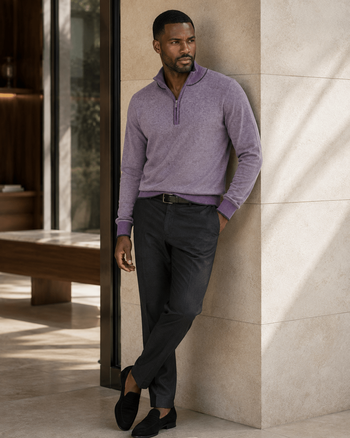 Birdseye Quarter-Zip Sweater - F/X Fusion - Quarter-Zip Sweater - #color_Mulberry