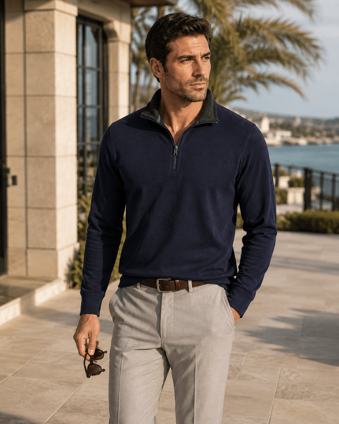 Reversible Quarter-Zip Sweater - F/X Fusion - Quarter-Zip Sweater - #color_Navy