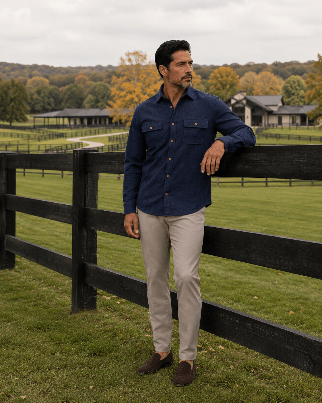 Cashmere Soft Touch Shirt - F/X Fusion - Button-Up Overshirt - #color_Navy