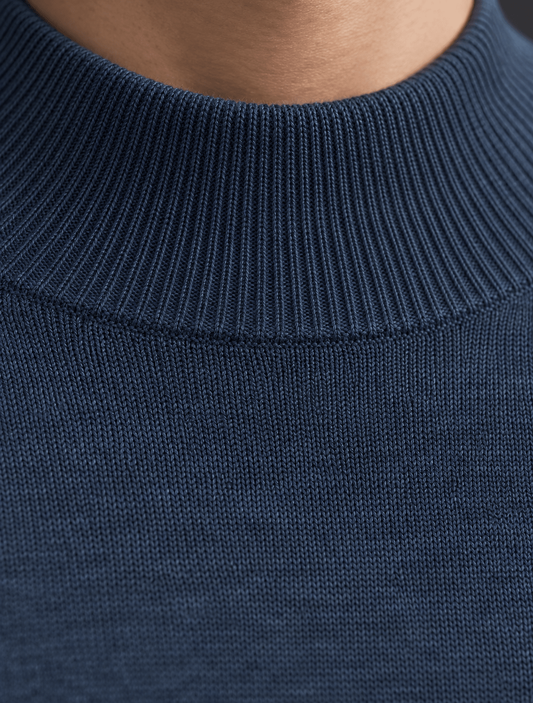 Cotton-Blend Mock Neck Sweater - F/X Fusion - Mock Neck Sweater - #color_Navy