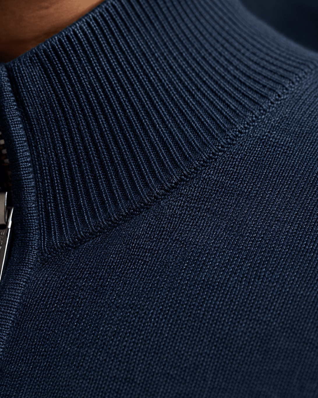 Cotton-Blend Quarter-Zip Sweater - F/X Fusion - Quarter-Zip Sweater - #color_Navy