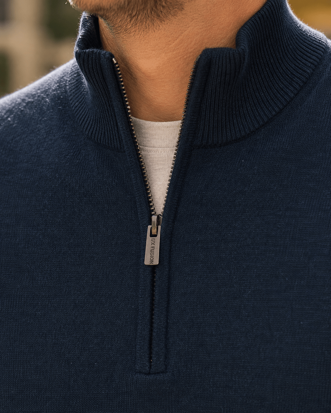 Cotton-Blend Quarter-Zip Vest - F/X Fusion - Quarter-Zip Vest - #color_Navy
