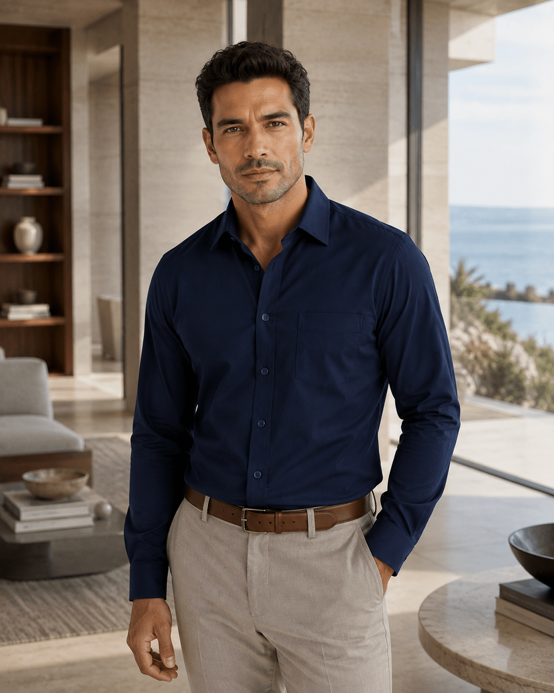 Performance Stretch Underbutton Dress Shirt - F/X Fusion - Underbutton Dress shirt - #color_navy