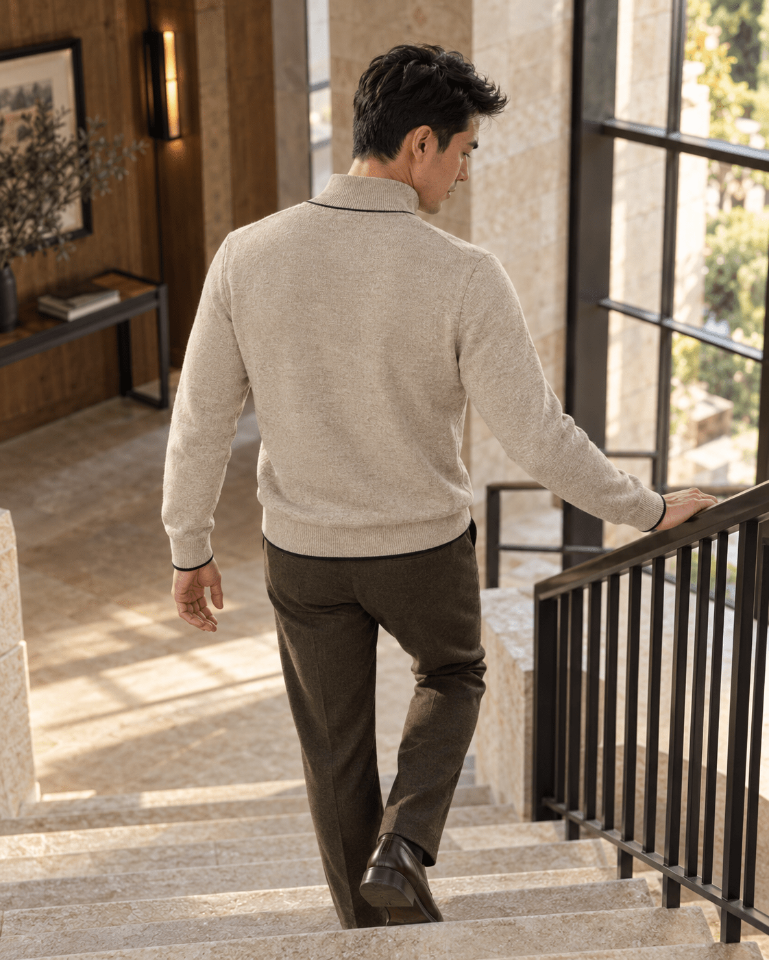 Birdseye Quarter-Zip Sweater - F/X Fusion - Quarter-Zip Sweater - #color_Oatmeal