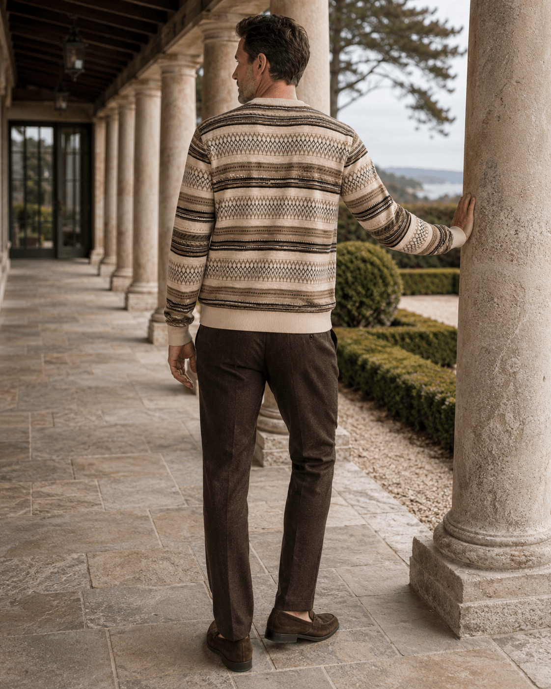 Novelty Stripe Crewneck Sweater - F/X Fusion - Crewneck Sweater - #color_Oatmeal