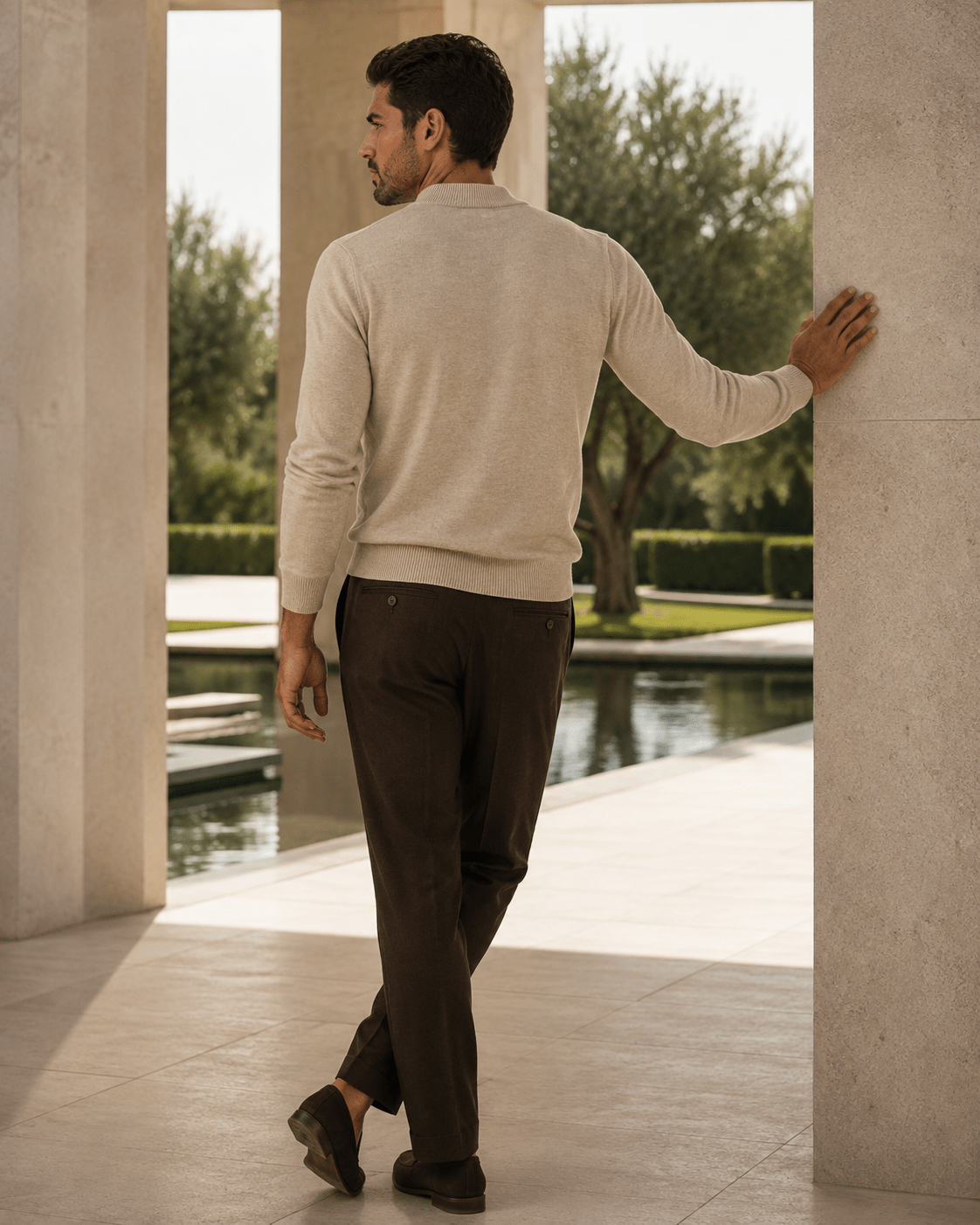 Cotton-Blend Mock Neck Sweater - F/X Fusion - Mock Neck Sweater - #color_Oatmeal