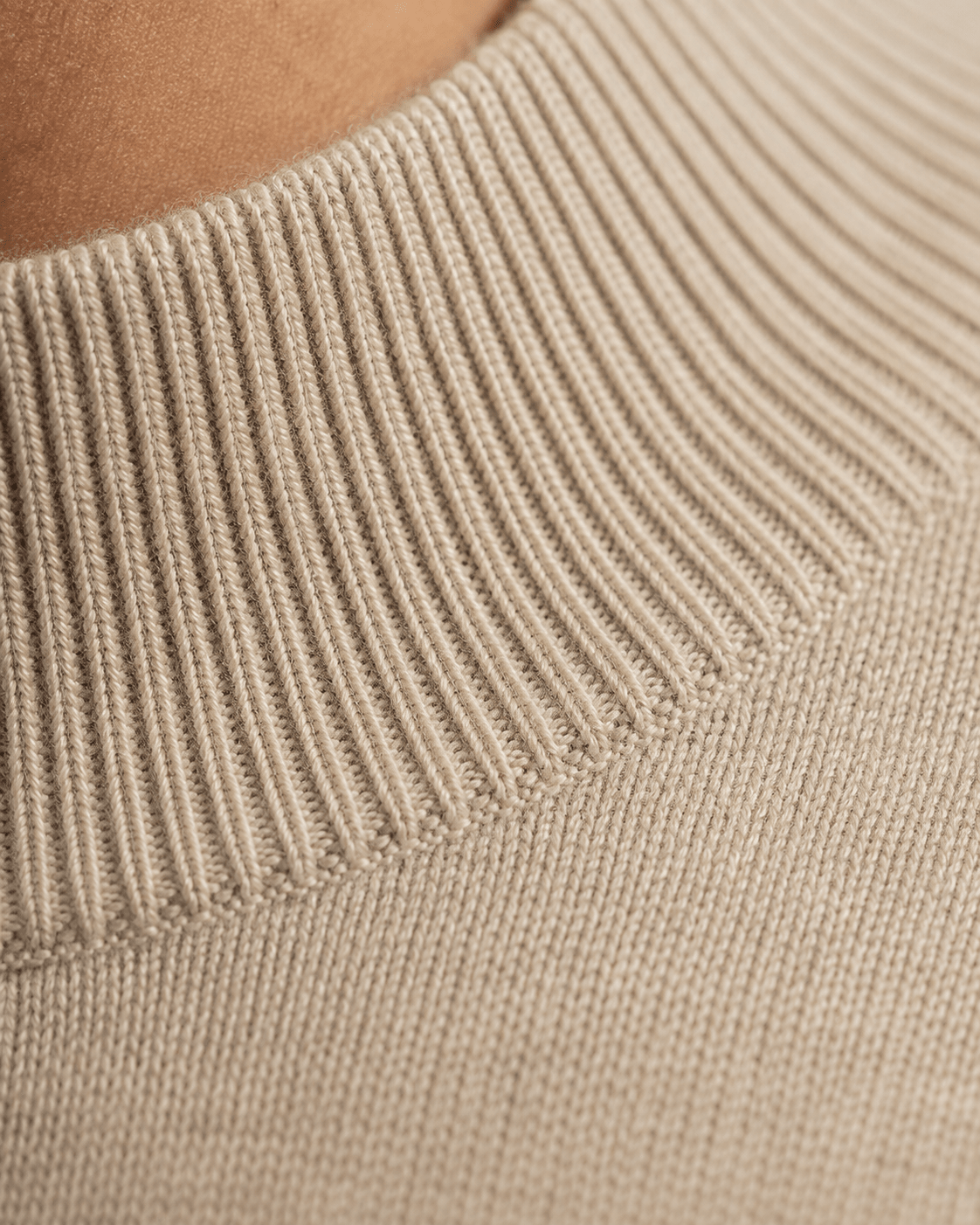Cotton-Blend Mock Neck Sweater - F/X Fusion - Mock Neck Sweater - #color_Oatmeal