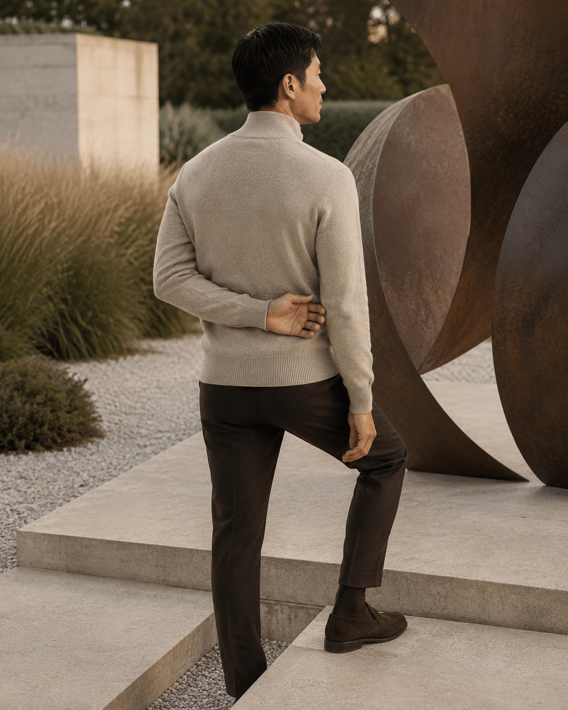 Cotton-Blend Quarter-Zip Sweater - F/X Fusion - Quarter-Zip Sweater - #color_Oatmeal Heather