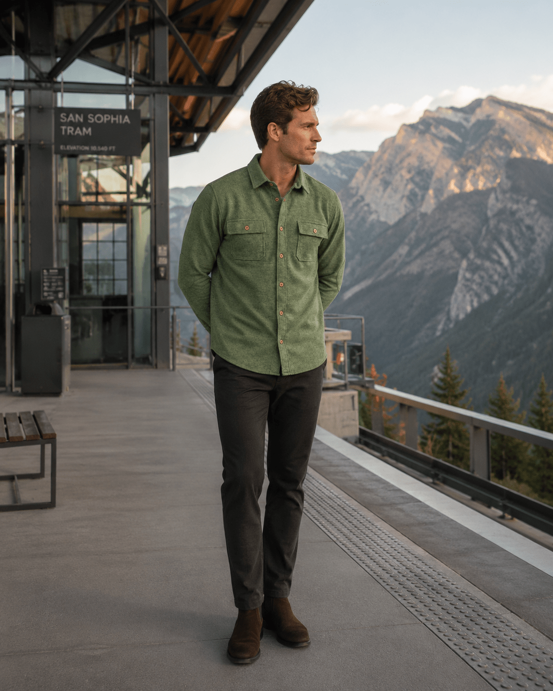 Cashmere Soft Touch Shirt - F/X Fusion - Button-Up Overshirt - #color_Olive