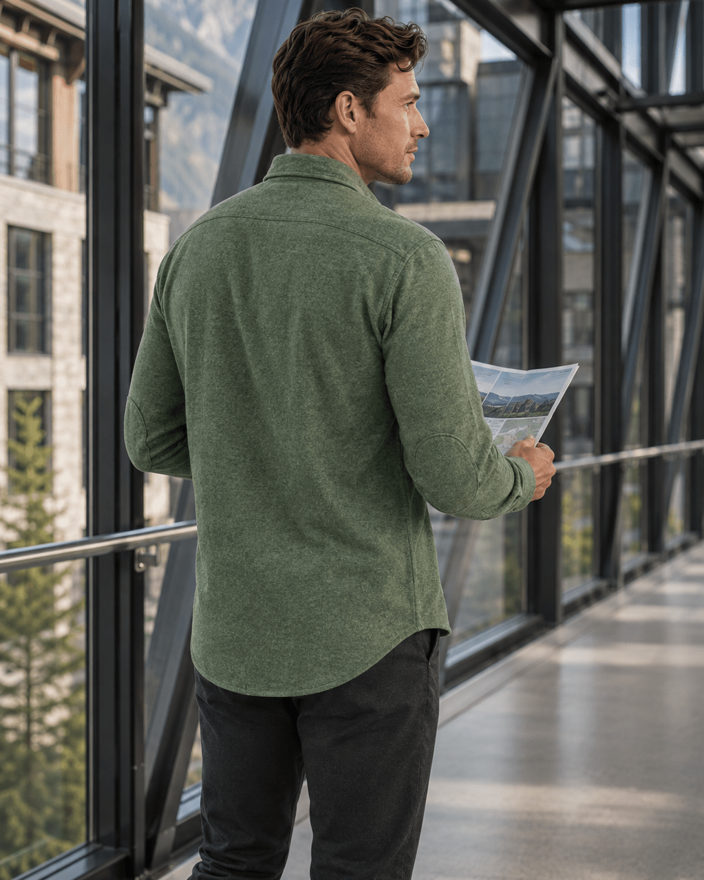 Cashmere Soft Touch Shirt - F/X Fusion - Button-Up Overshirt - #color_Olive