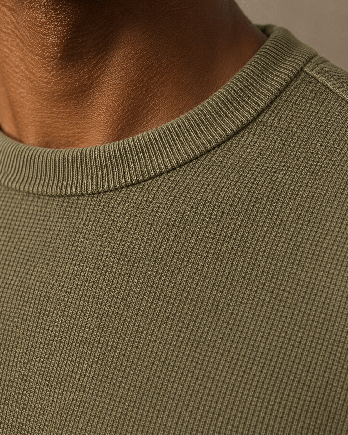 Sandwashed Thermal Crewneck Sweater - F/X Fusion - Crewneck Sweater - #color_Olive