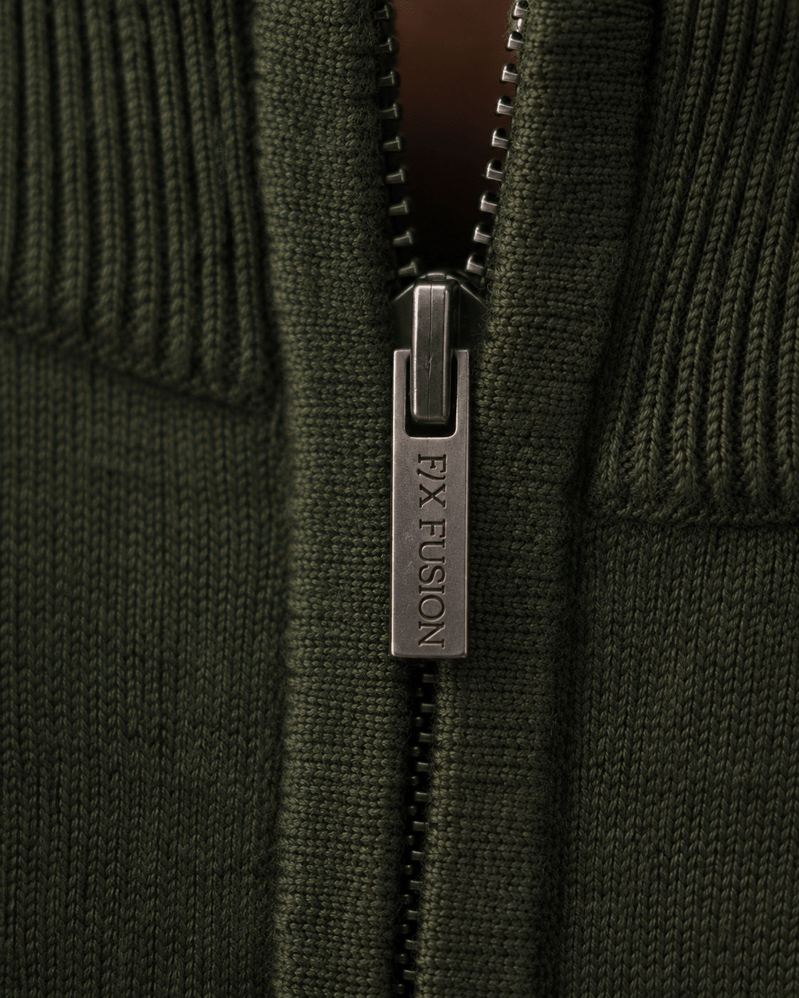 Cotton-Blend Quarter-Zip Sweater - F/X Fusion - Quarter-Zip Sweater - #color_Olive Heather