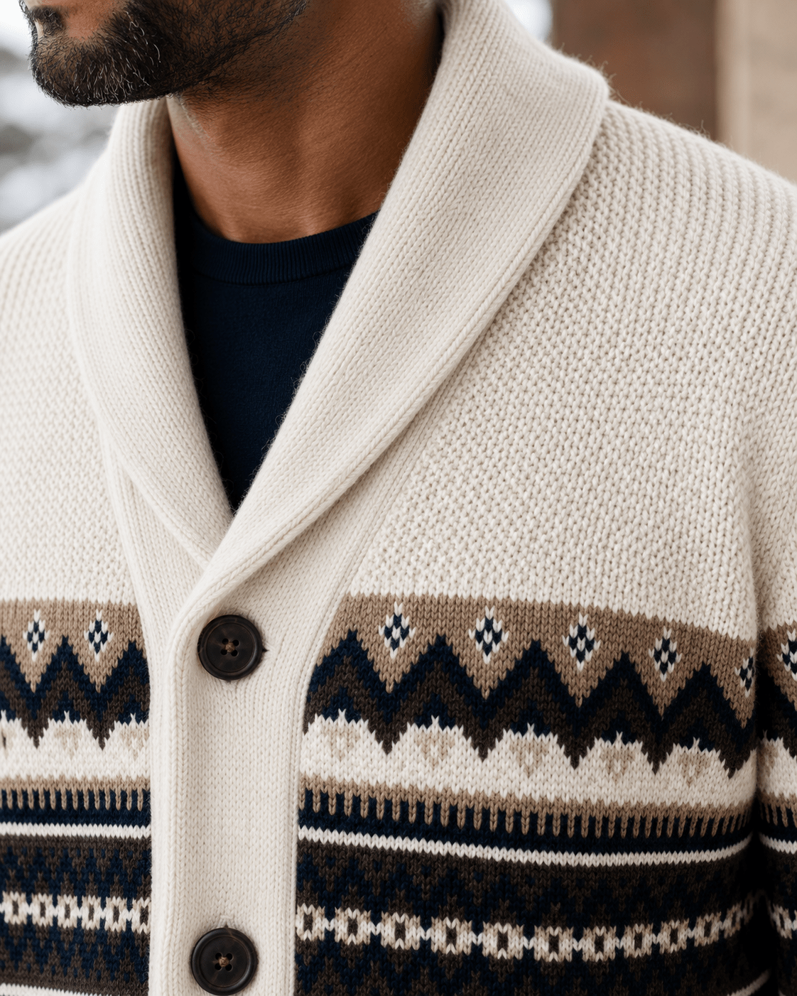 Fair Isle Shawl Collar Cardigan Sweater - F/X Fusion - Cardigan Sweater - #color_Platinum