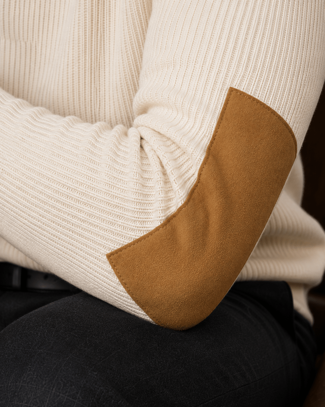 Elbow Patch Quarter-Zip Sweater - F/X Fusion - Quarter-Zip Sweater - #color_Platinum