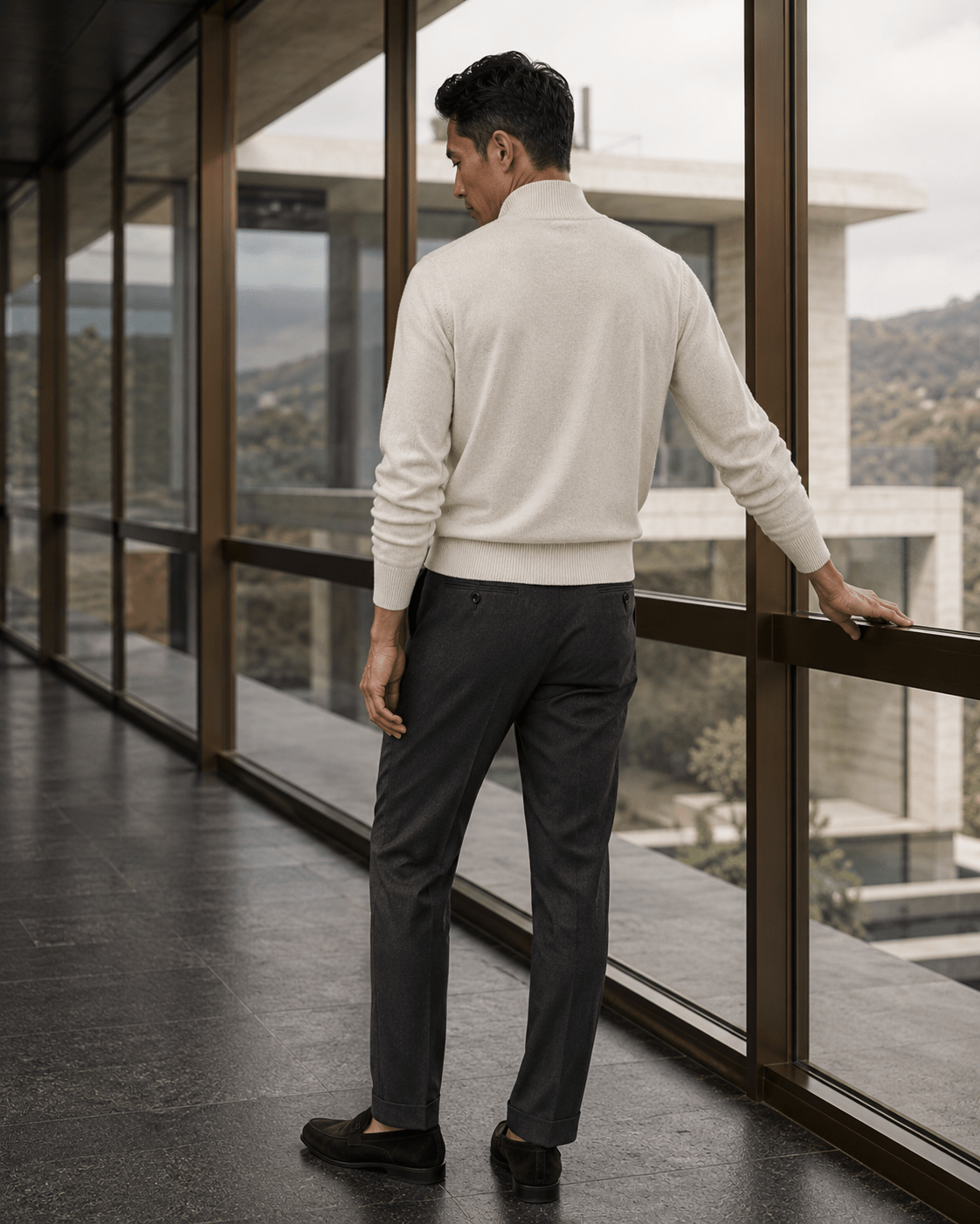 Cotton-Blend Quarter-Zip Sweater - F/X Fusion - Quarter-Zip Sweater - #color_Platinum