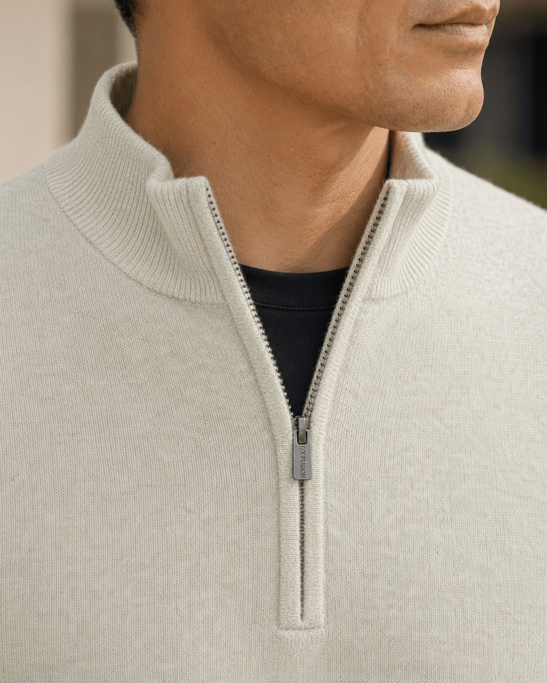 Cotton-Blend Quarter-Zip Vest - F/X Fusion - Quarter-Zip Vest - #color_Platinum