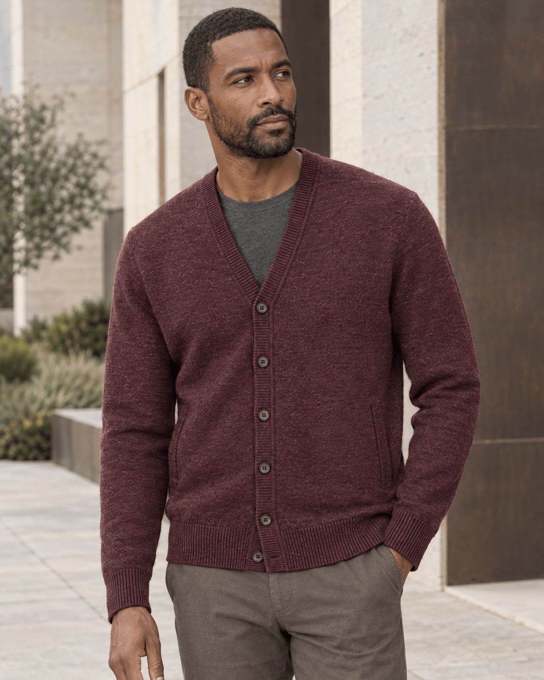 Jersey Button Cardigan Sweater - F/X Fusion - Cardigan Sweater - #color_Port Heather