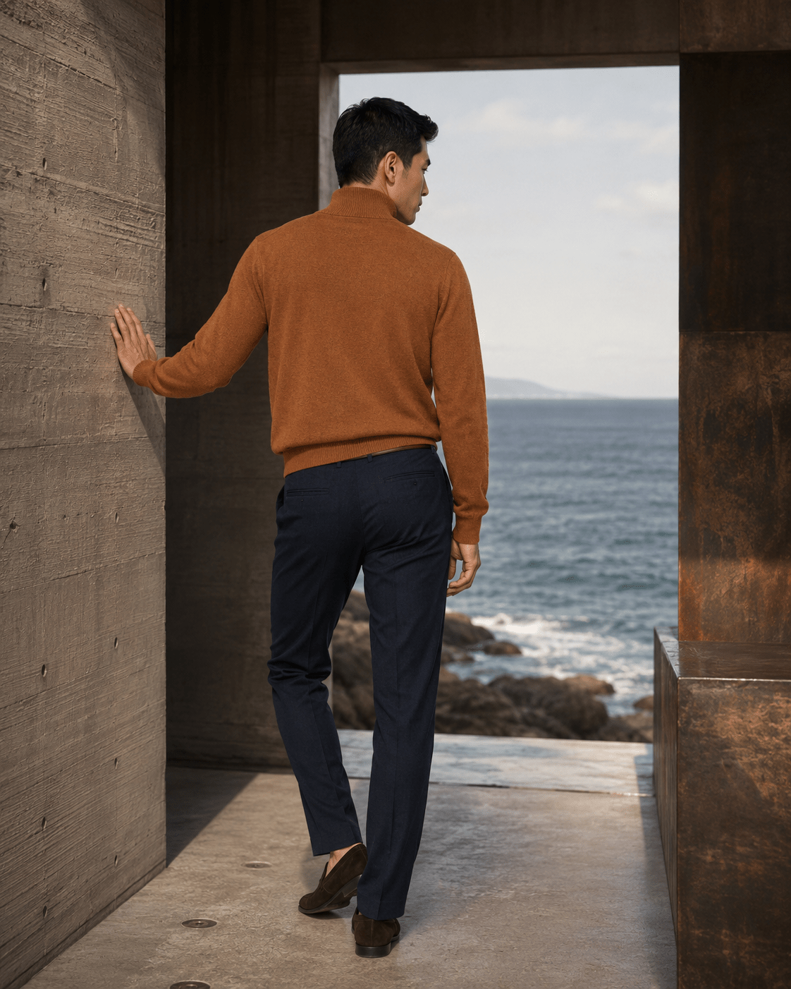 Cotton-Blend Quarter-Zip Sweater - F/X Fusion - Quarter-Zip Sweater - #color_Scotch Heather