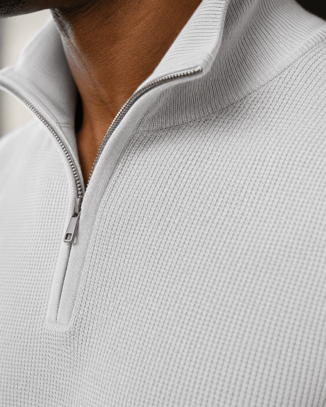 Sandwashed Thermal Quarter-Zip Sweater - F/X Fusion - Quarter-Zip Sweater - #color_Silver