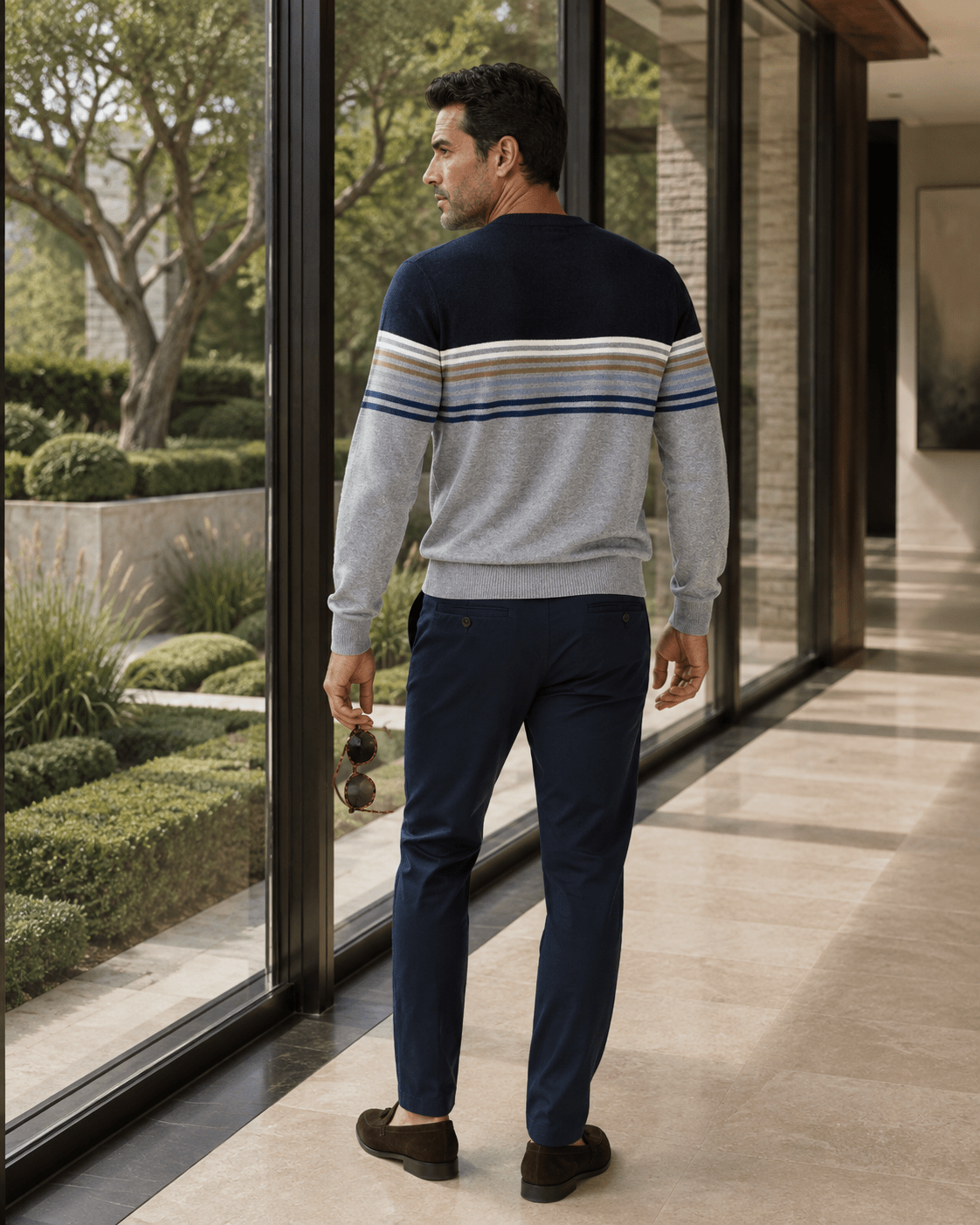 Multi-Stripe Crewneck Sweater - F/X Fusion - Crewneck Sweater - #color_Silver