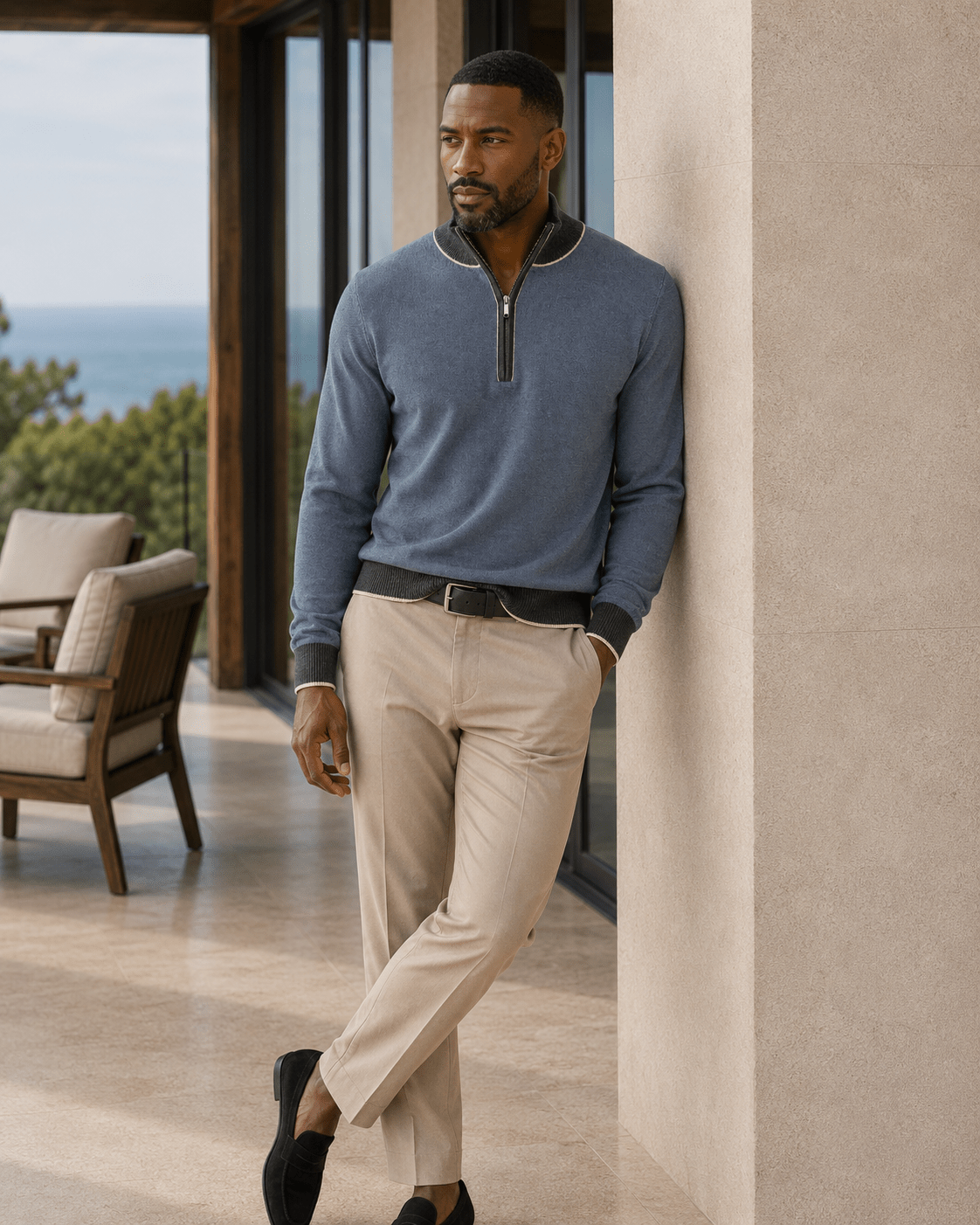 Birdseye Quarter-Zip Sweater - F/X Fusion - Quarter-Zip Sweater - #color_Slate
